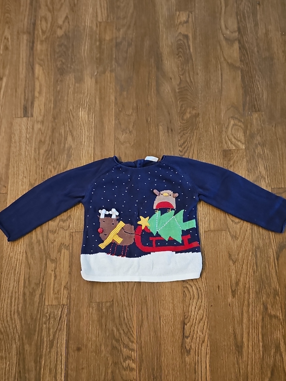Next BABY toddler Christmas Xmas Holiday Reindeer Sweater Sleigh Santa Cozy Sz 2